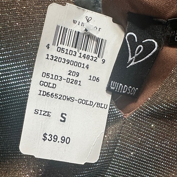 NWT WINDSOR Size S Gold Holographic Backless Midi Dress with Spaghetti Straps - Picture 2 of 8